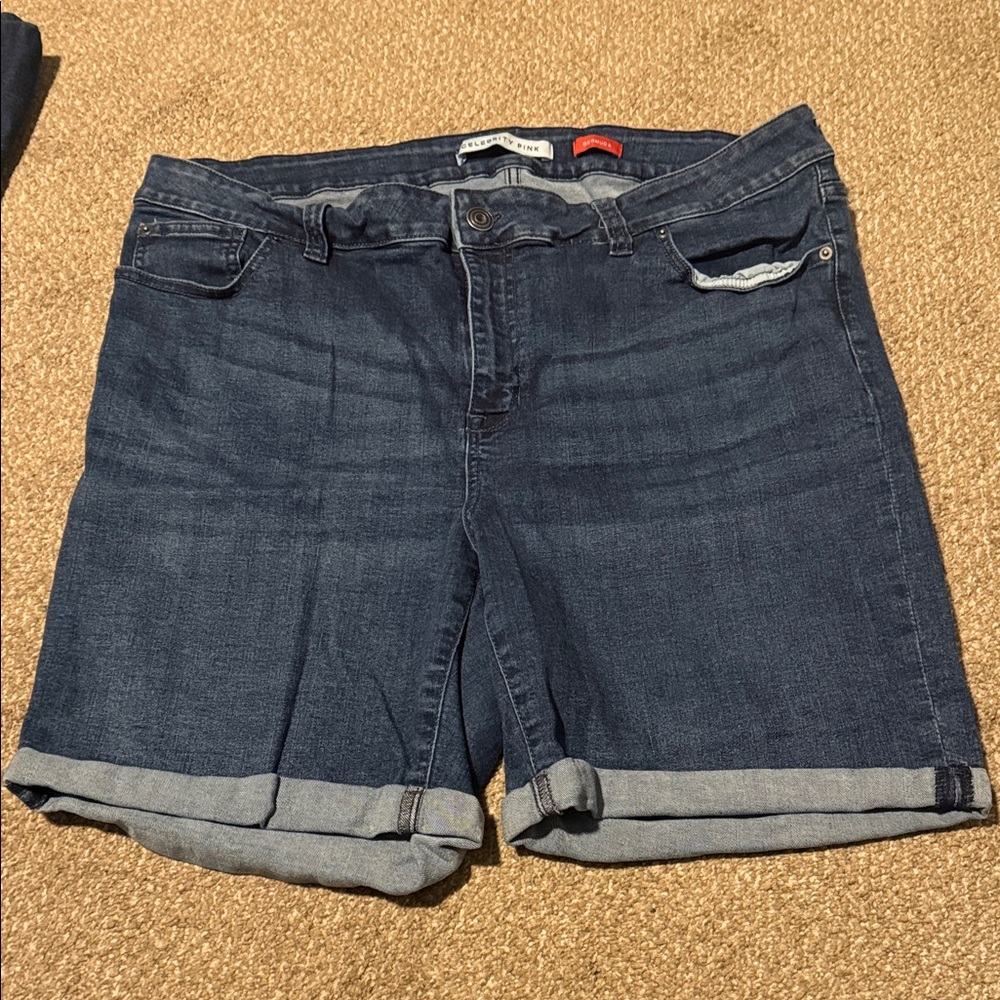 Celebrity Pink Dark Indigo Jean Shorts